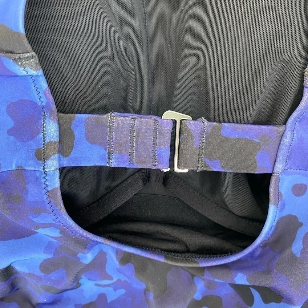 Athleta Blue Camouflage swim tankini top size 32 D/DD